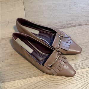 Franco Sarto Brown Loafers with Fringe and Metal Accent 9